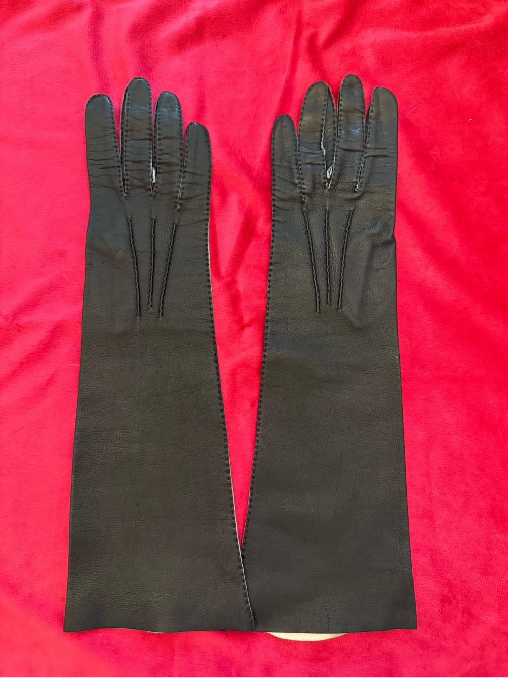 Vintage Wear Right De Luxe Glacekid Black Leather Opera Gloves Size 7.5